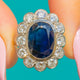 Antique French Art Deco Sapphire Diamond Cluster Engagement Ring, 5.25ct Natural Sapphire