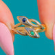 14ct Gold Emerald Sapphire Twisted Snake Ring