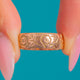 Antique 9ct Gold Engraved Flower Wedding Band c.1924, front view of the engraved flower pattern