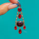 Georgian Garnet and Pearl pendant, front view of its linked rows and teardrops