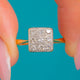 Art Deco 18ct Gold & Platinum Square Diamond Ring, front view of the square Diamond cluster