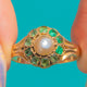 Antique 15ct Gold Emerald Pearl Cluster Ring