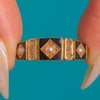 18ct Gold Black Enamel Pearl Diamond Mourning Ring