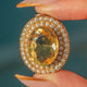 9ct Gold Citrine Double Pearl Cluster Halo Pendant, 6.95ct