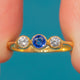 18ct Gold Sapphire Diamond Trilogy Ring