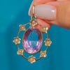 Antique 9ct Gold Amethyst Pearl Flower Cluster Pendant 9.60ct
