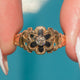 Victorian 18ct Gold Enamel & Diamond Flower Mourning Ring c.1888