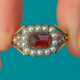 Georgian 9ct Gold Sugarloaf Garnet Pearl Ring