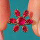 Georgian 9ct Gold Flat-Cut Garnet Flower Ring