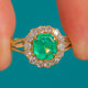 Victorian 15ct Gold 1.20ct Emerald Diamond Cluster Ring