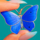 MARIUS HAMMER Sterling Silver Cobalt Blue Enamel Butterfly Pendant