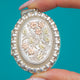 Large Victorian Aesthetic Silver Locket with Rose & Yellow Gold Floral Detailing