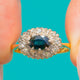 18ct Gold East West Denim Sapphire Diamond Oval Ring