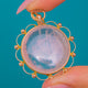Antique 9ct Gold Pink Rose Quartz Cabochon Pendant