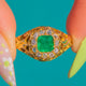 Ornate Victorian 18ct Gold Emerald & Diamond Cluster Ring