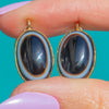Victorian 9ct Gold Bull's Eye Agate Drop Earrings