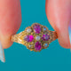 Victorian 9ct Gold Hot Pink Paste & Natural Split Pearl Cluster Ring c.1876