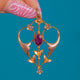 Art Nouveau 9ct Gold Pink Rhodolite Garnet & Pearl Heart Lavalier Pendant