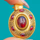 Victorian 15ct Gold Garnet Cabochon Locket-Back Etruscan Revival Pendant, c.1860