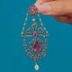 Superb French 18ct Gold Pink Tourmaline, Rose-Cut Diamond & Natural Pearl Drop Pendant