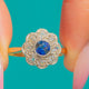 Art Deco 18ct Gold Sapphire Diamond Flower Cluster Ring, 0.50cts Diamonds