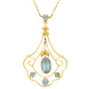 Art Nouveau 15ct Gold Aquamarine Integral Necklace, 1.04ct