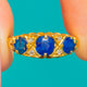 Antique 18ct Gold Natural Sapphire & Rose-Cut Diamond Boat Ring c.1903, 1.40cts Sapphires