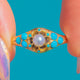 Victorian 15ct Gold Turquoise & Pearl Ring, c.1860