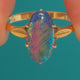 Art Deco 18ct Gold & Platinum Opal Triplet Navette Ring