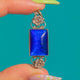 Art Deco Royal Blue Butterfly Wing Pendant with Flowers, 9ct Gold & Silver
