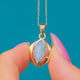 Vintage 9ct Gold Opal Navette Pendant with 16" Chain