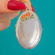 Silver Oval Rose Enamel Locket, with 19" Silver Chain
