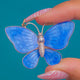SIGNED VOLMER BANHER Powder-Blue Guilloche Enamel Butterfly Charm