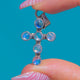 Sterling Silver Blue Glow Moonstone Cross Charm