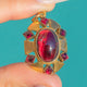 18ct Gold Garnet Cabochon Pendant, Locket Back