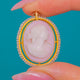 Antique 9ct Gold Pink Angel Skin Coral Cameo Pearl Pendant