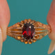 9ct Gold Garnet Oval Buttercup Ring, Engraved Shoulders c.1917