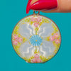 Large Edwardian Silver Floral Guilloche Enamel Locket - Powder Blue and Baby Blue