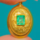 Victorian 18ct Gold Emerald Pendant Engraved Details, Locket Back