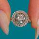 Antique French 18ct White Gold & Platinum Diamond Halo Engagement Ring