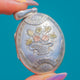 Victorian Aesthetic Silver Domed Oval Locket, Flower Basket with 9ct Rose Gold and Green Gold Leaves