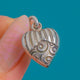 Cute Victorian Silver Embossed Puffy Heart Charm